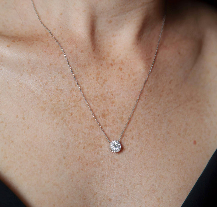 Essentials 0.55ct Halo Necklace <br> NL-00091WHT
