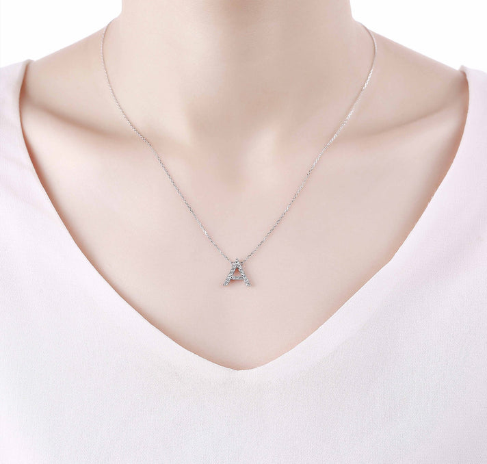 Smiling Rocks Lab Grown Diamond My Type Personalized A Necklace in 10K 0.21ctw White Gold