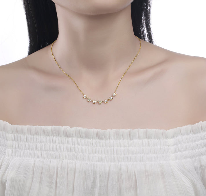 Smiling Rocks Lab Grown Diamond Smiling Light Necklace in Yellow Gold plated Silver 0.37 carat