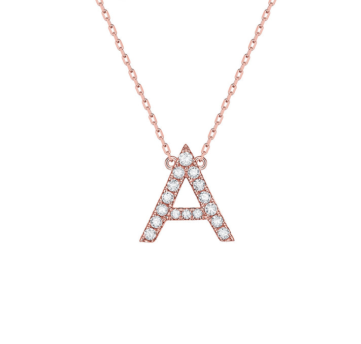 Smiling Rocks Lab Grown Diamond My Type Personalized A Necklace in 10K 0.21ctw Rose Gold