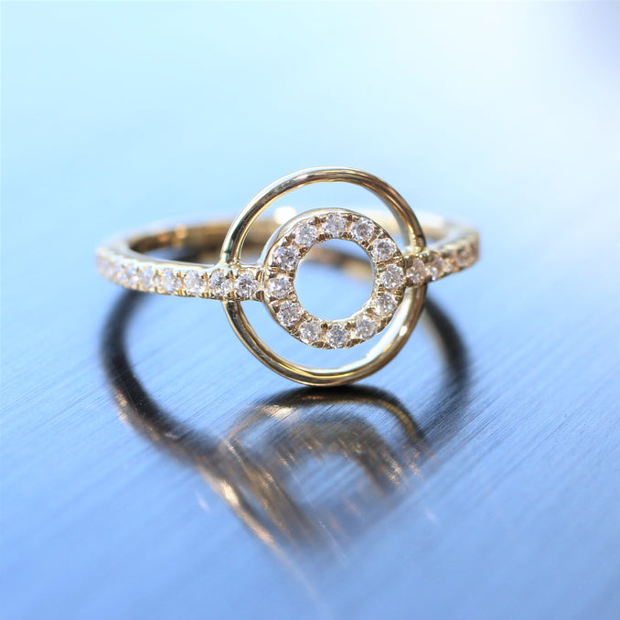 Double Circle 0.23ctw Lab Grown Diamond Ring <br> R-00729WHT