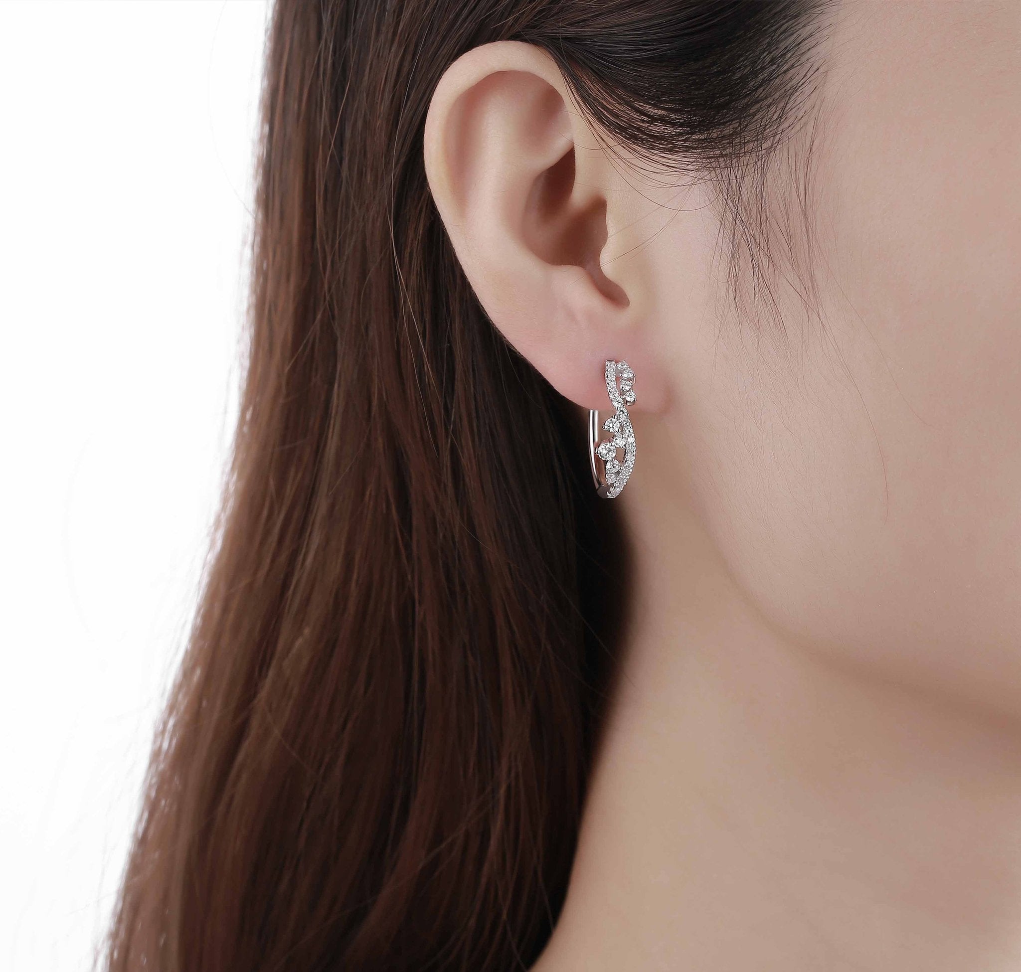 Smiling Rocks Lab Grown Diamond Drizzle Hoop Earrings in 10k 0.84ctw White Gold