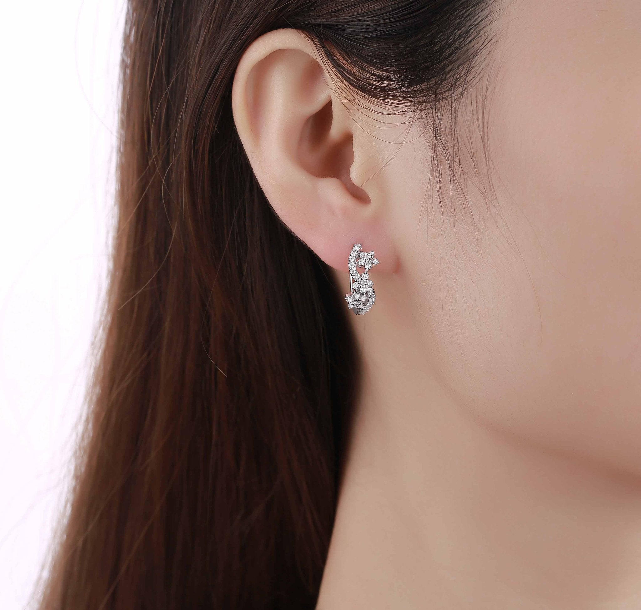 Smiling Rocks Lab Grown Diamond Drizzle Hoop Earrings in 10k 0.74ctw White Gold