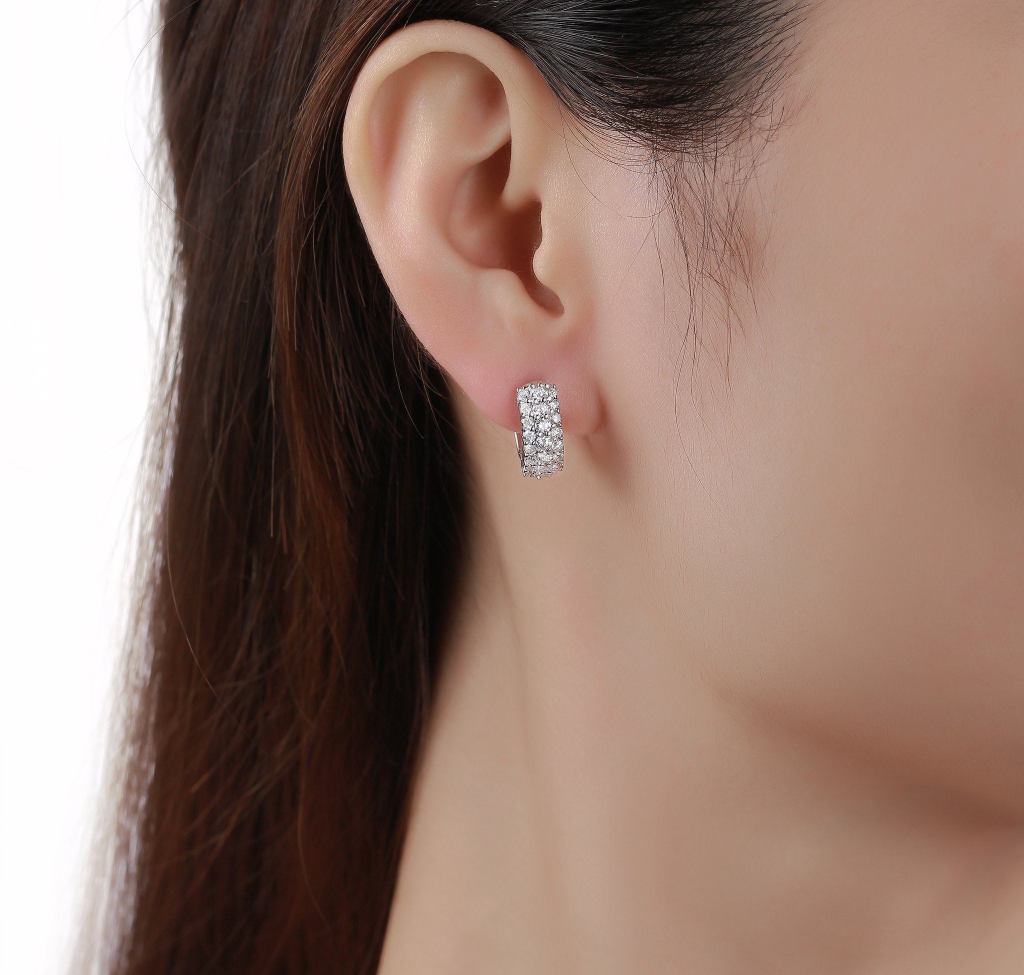 Smiling Rocks Lab Grown Diamond Essentials Hoop Earrings in 10K 1.16ctw White Gold 