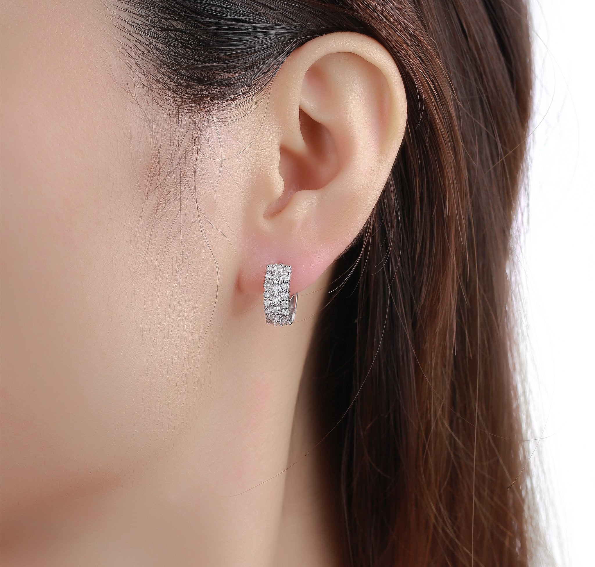 Smiling Rocks Lab Grown Diamond Essentials Hoop Earrings in 10K 1.15ctw White Gold 
