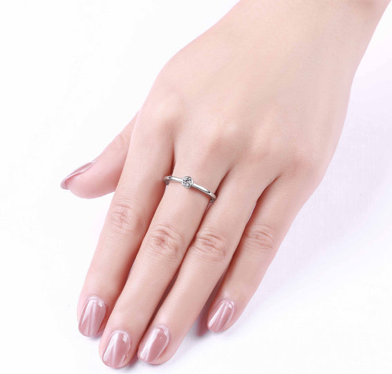 Smiling Rocks Lab Grown Diamond Essentials Bezel Solitaire Ring in 10K 0.15ctw White Gold 