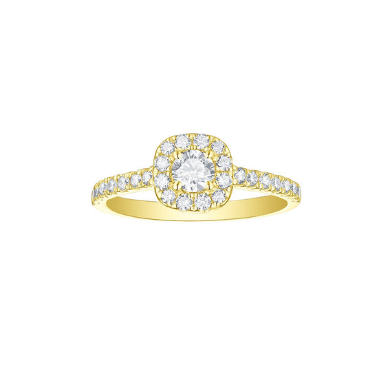Engagement 0.72ct Cushion Halo Ring <br> R-00074WHT