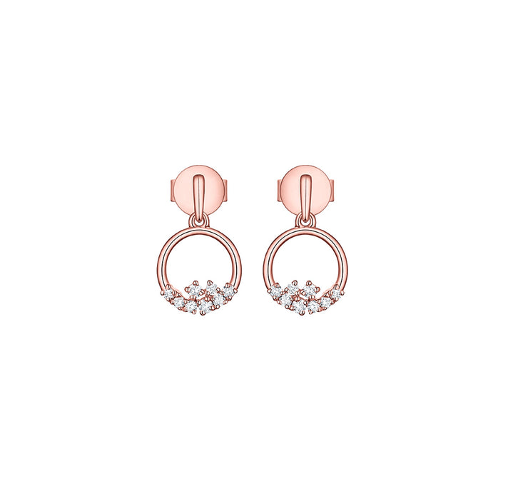 Smiling Rocks Lab Grown Diamond Drizzle Open Circle Stud Earrings in 10 K 0.14ctw Rose Gold