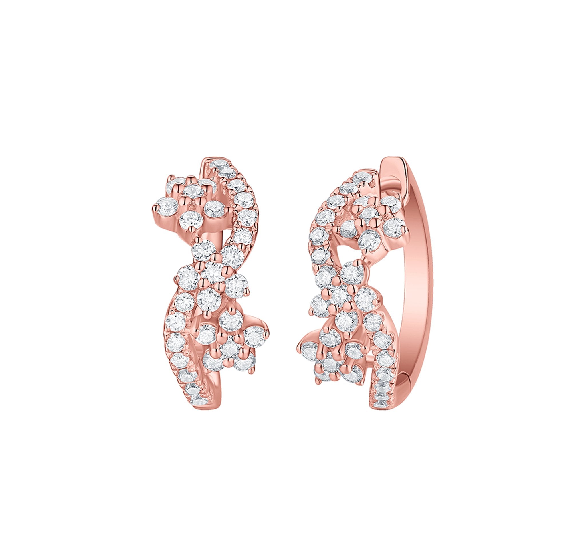Smiling Rocks Lab Grown Diamond Drizzle Hoop Earrings in 10k 0.74ctw Rose Gold