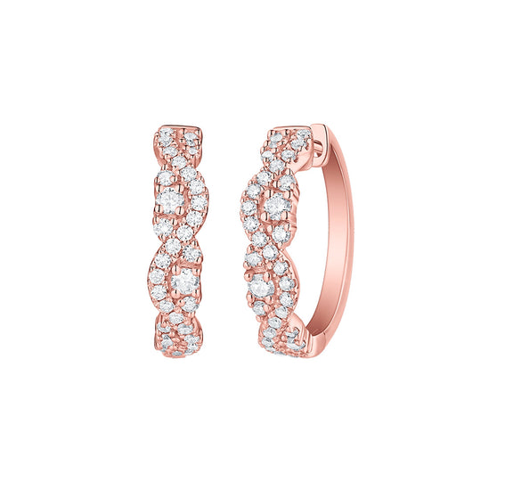 Smiling Rocks Lab Grown Diamond Drizzle Twisted Hoop Earrings in 10 K 0.87ctw Rose Gold