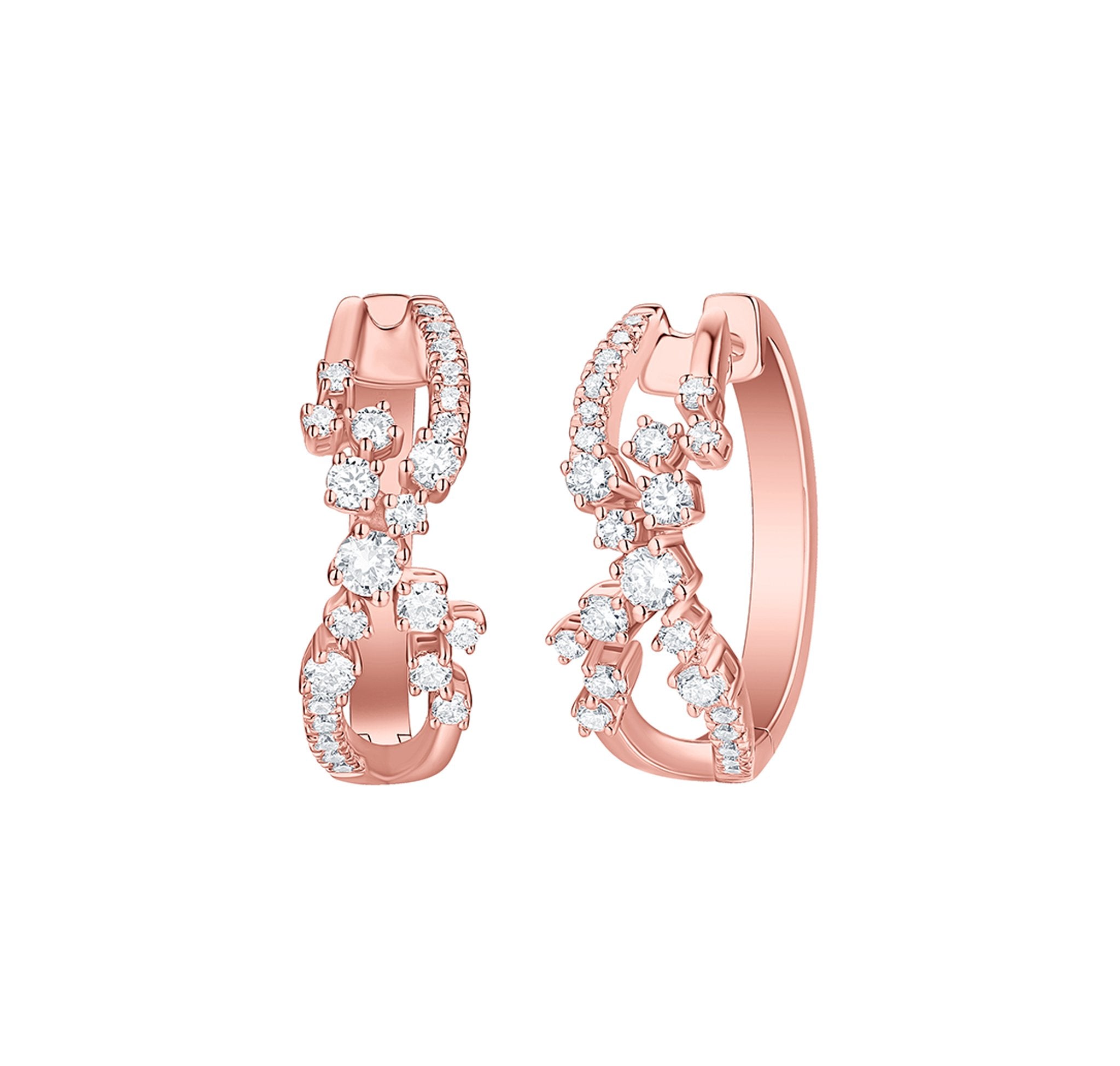 Smiling Rocks Lab Grown Diamond Drizzle Infinity Hoop Earrings in 10 K 0.78ctw Rose Gold