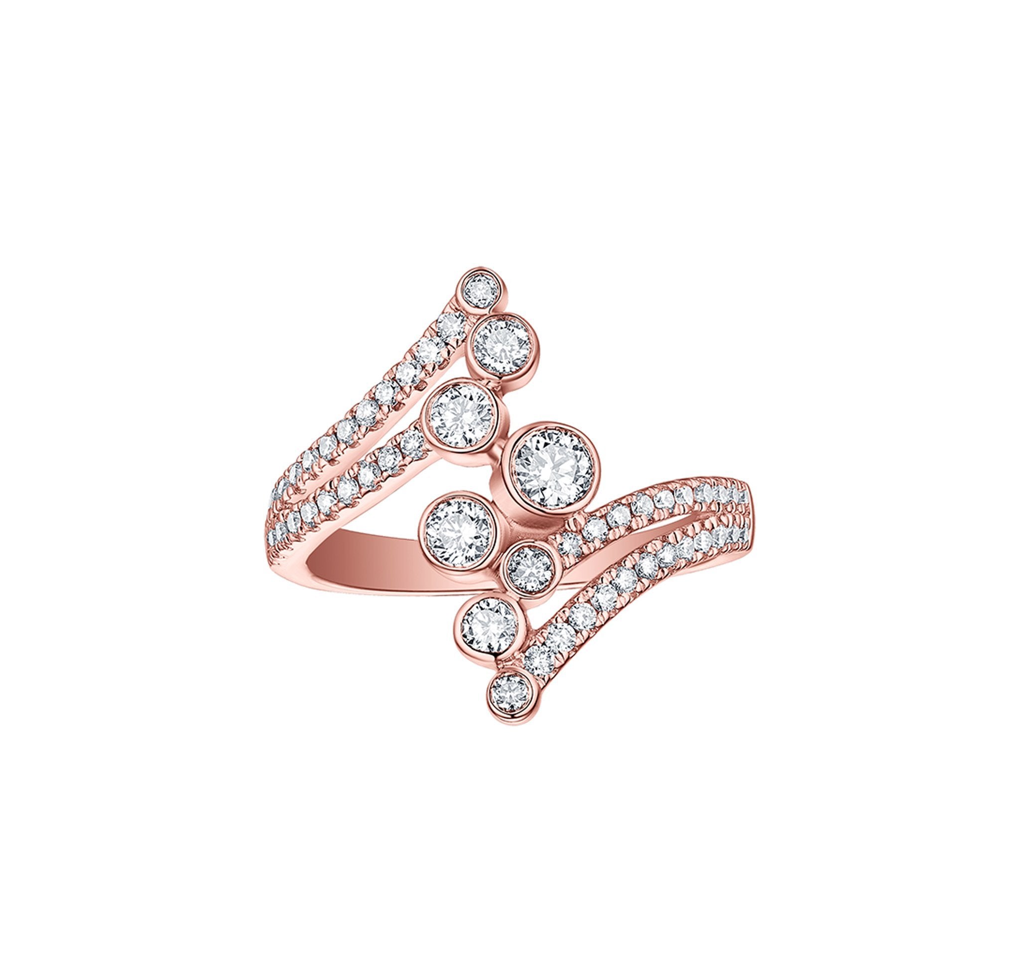 Smiling Rocks Lab grown diamond Bubbly Bypass Ring in 10k 0.78ctw Rose Gold