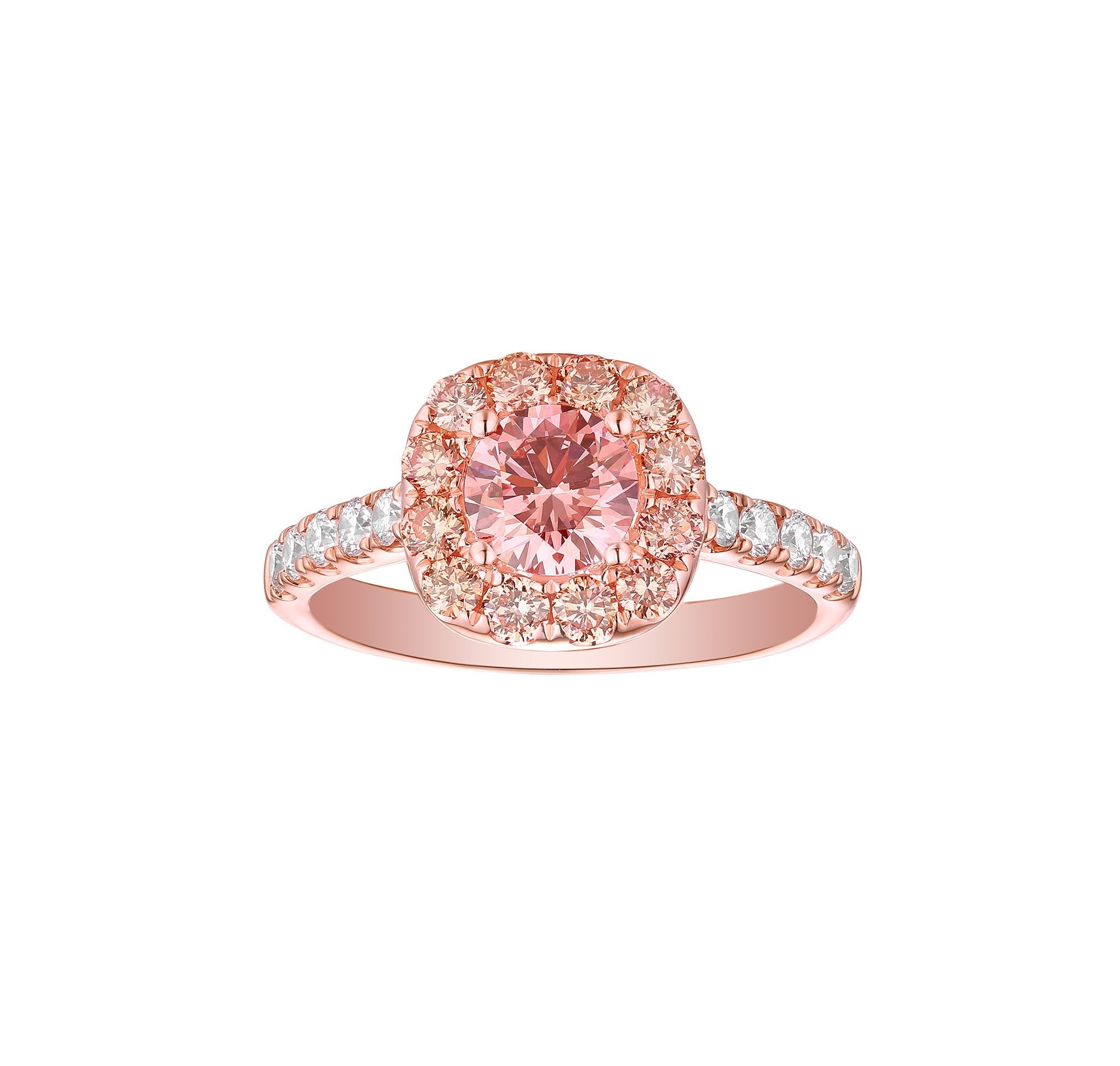 Smiling Rocks Lab Grown Diamond Souffle Pink Halo Ring in 10K 1.64ctw Rose Gold