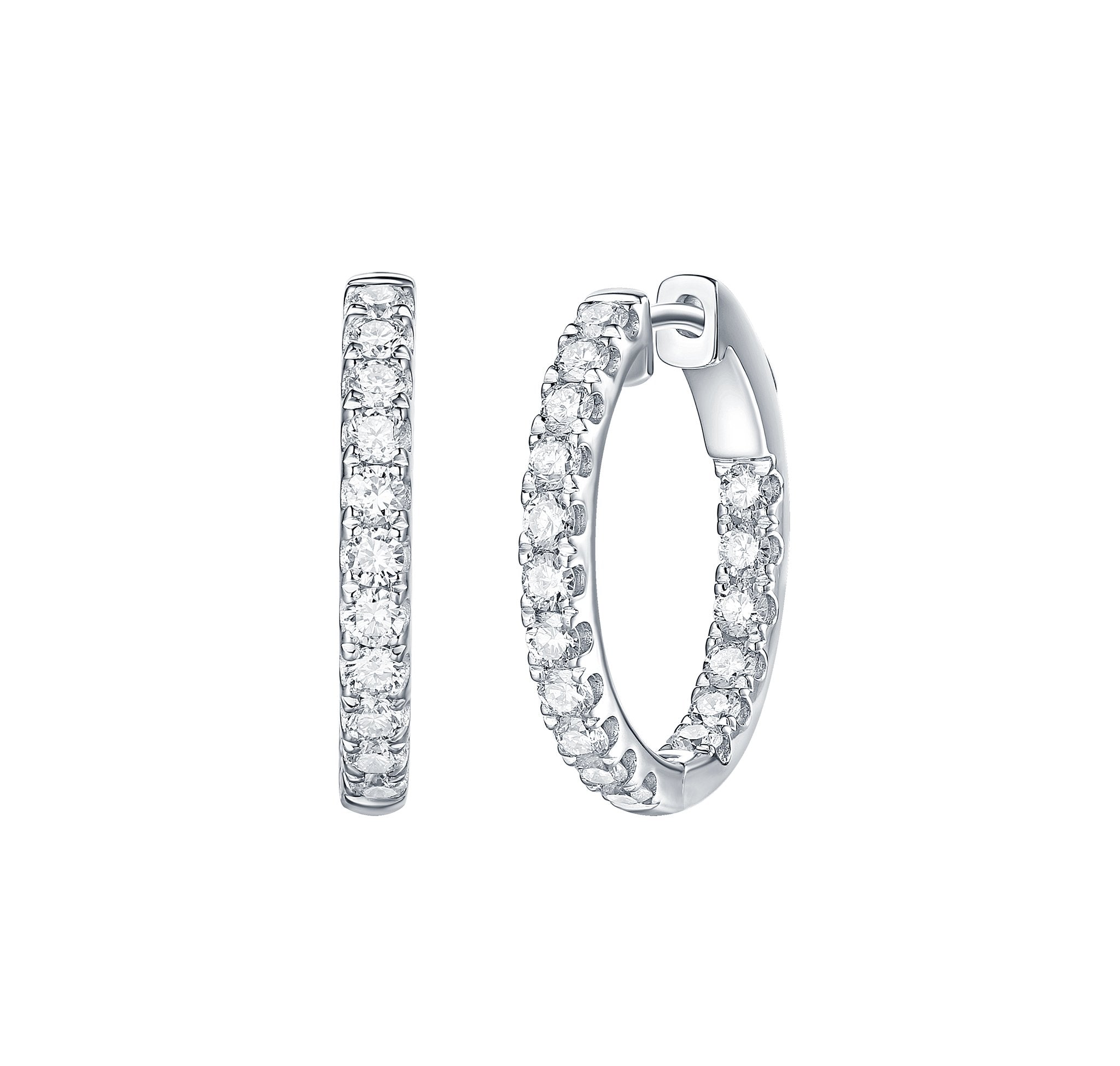 Essentials 1ct Classic Inside-Out Diamond Hoops <br> E-00111WHT
