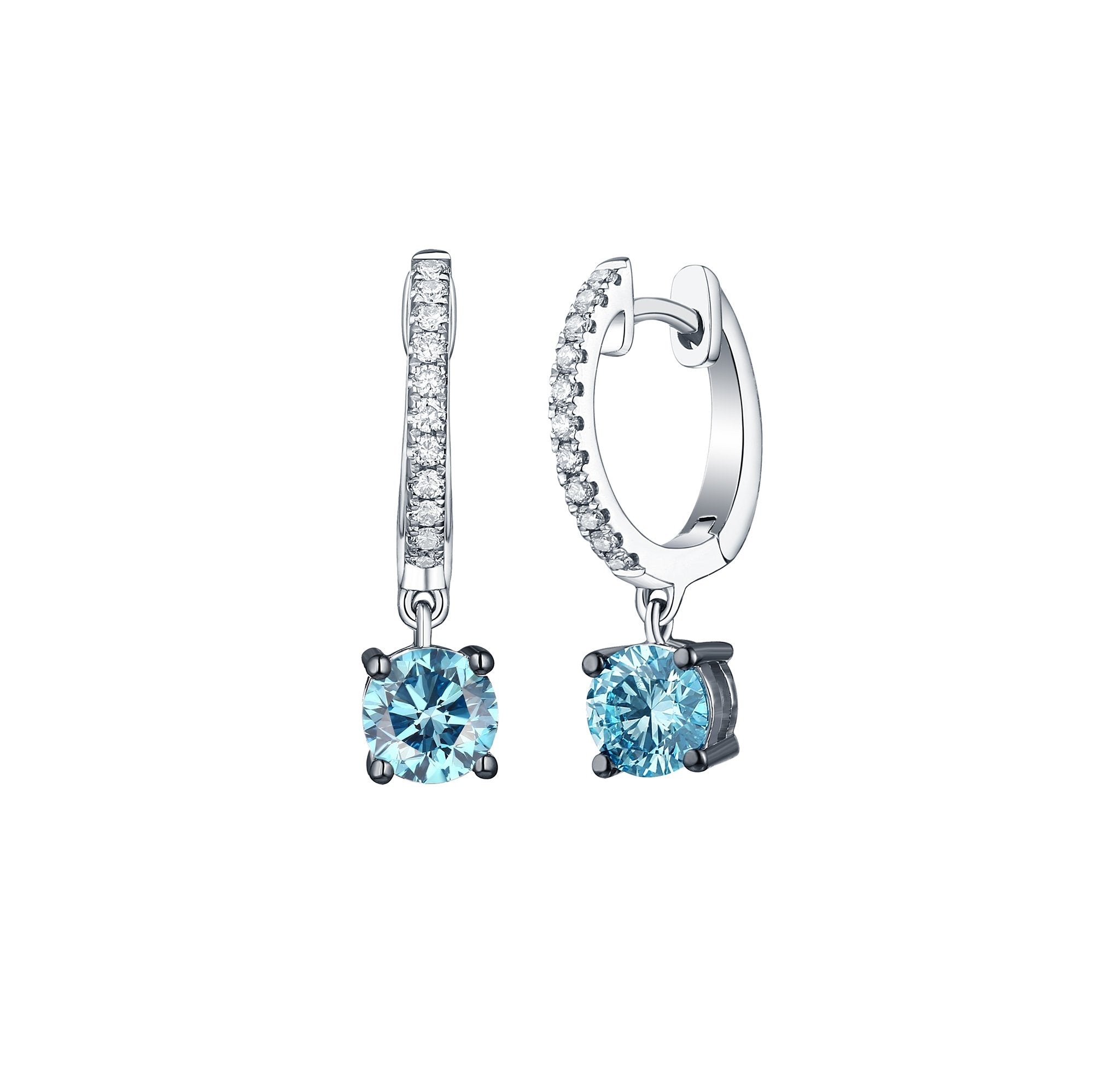 Blush Blue 1.20ctw Huggies Lab Grown Diamond Earrings <br> E-00522BLU