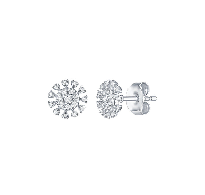 Smiling Rocks Lab grown diamond Cluster Flower Earrings in 10K 0.23ctw White Gold