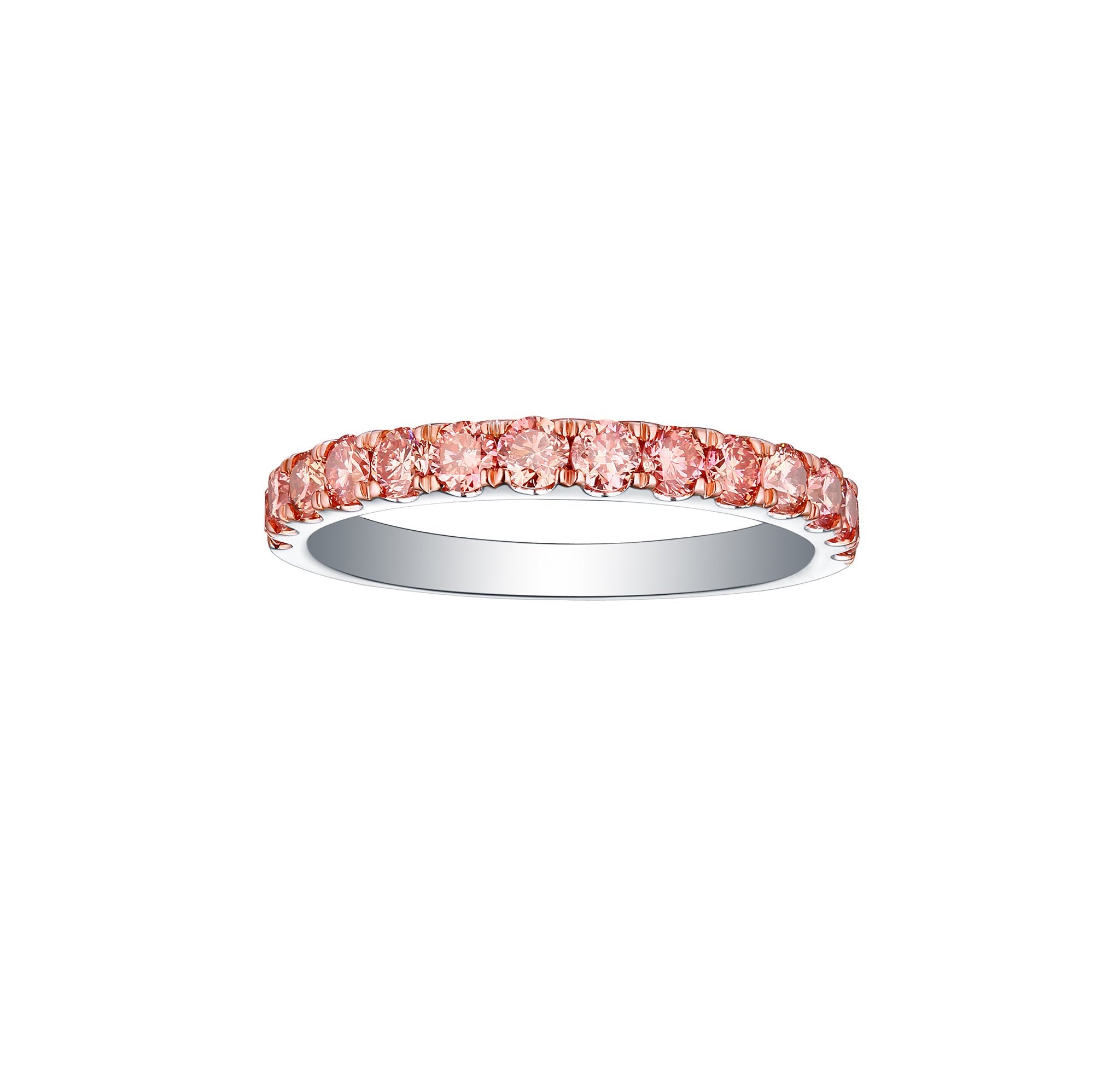 Smiling Rocks Lab Grown Diamond Souffle Pink Half Eternity Ring in 10K 0.84ctw White Gold