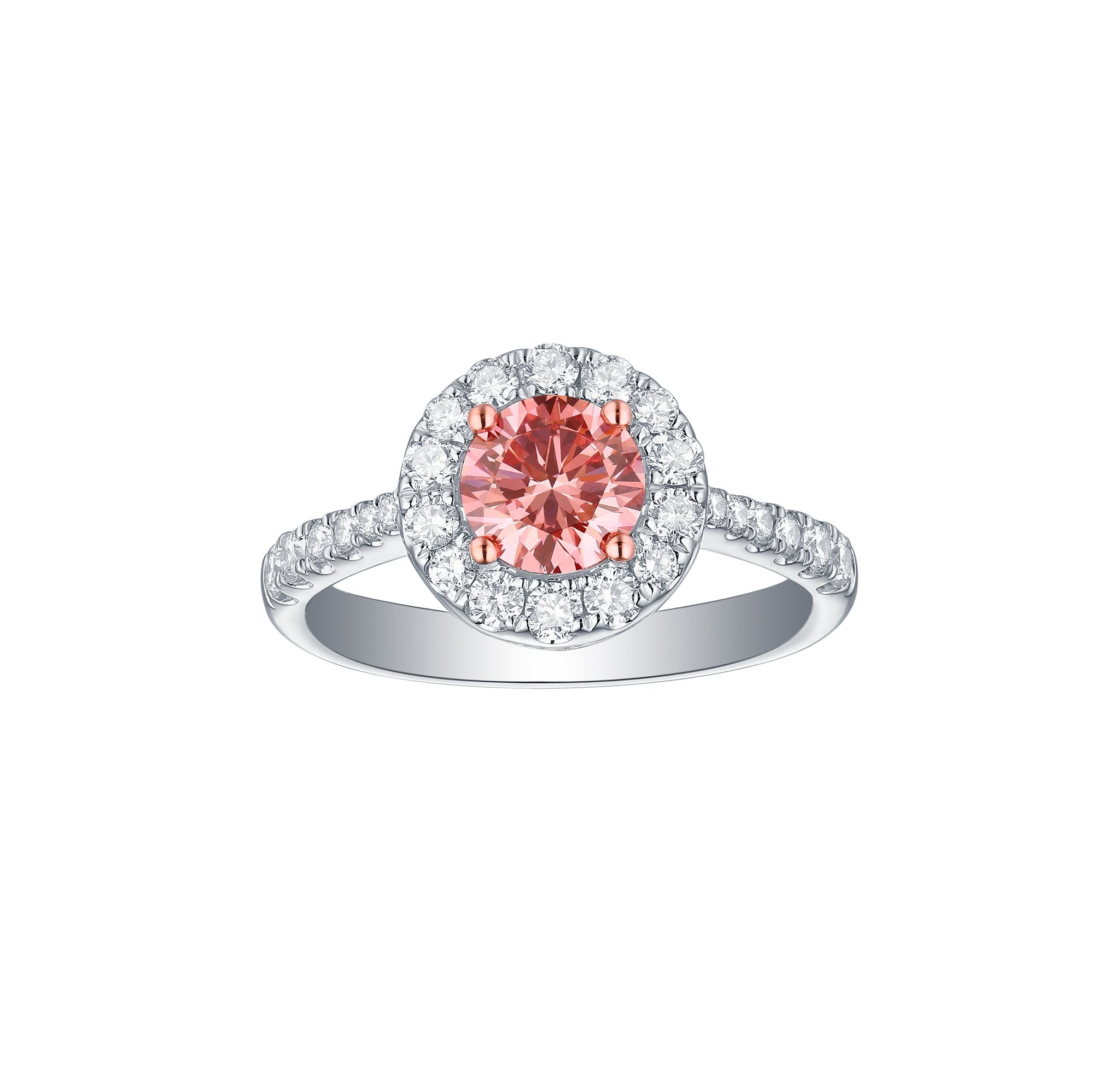 Souffle Pink 1.51ctw Halo with diamond Shank Ring <br> R-00067PNK