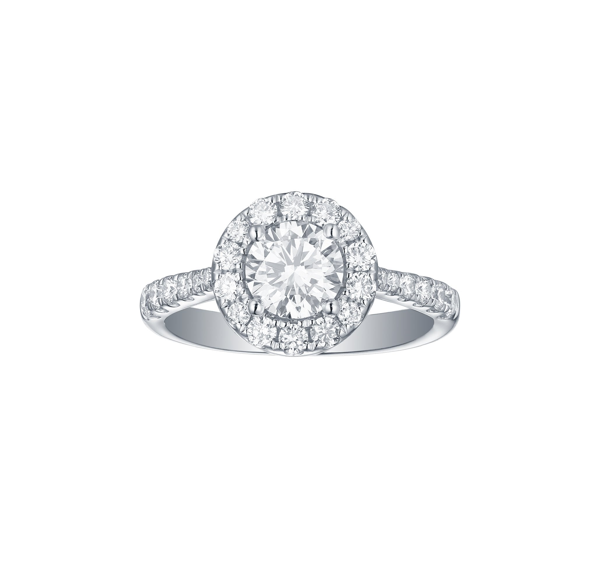 Engagement 1.57ct Halo Ring with Diamond Shank <br> R-00067WHT