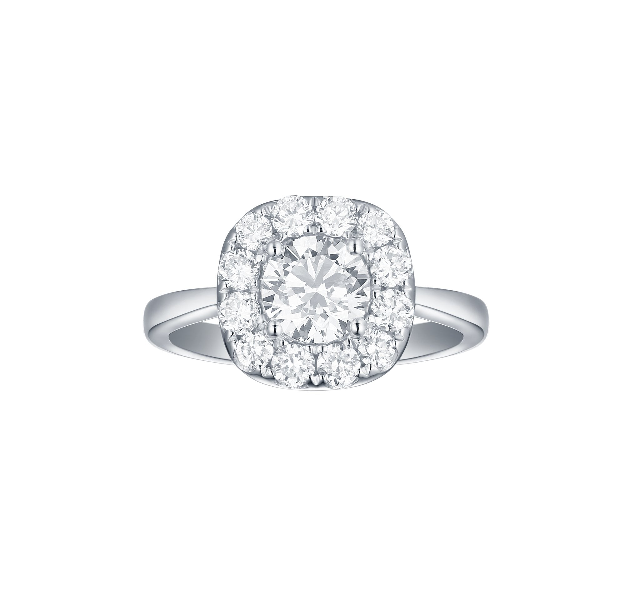 Engagement 1.73ct Cushion Halo Ring <br> R-00072WHT