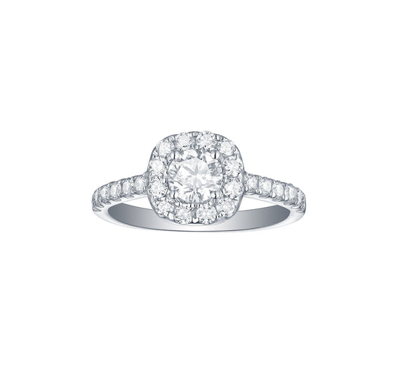 Engagement 1.17ct Cushion Halo Ring <br> R-00075WHT