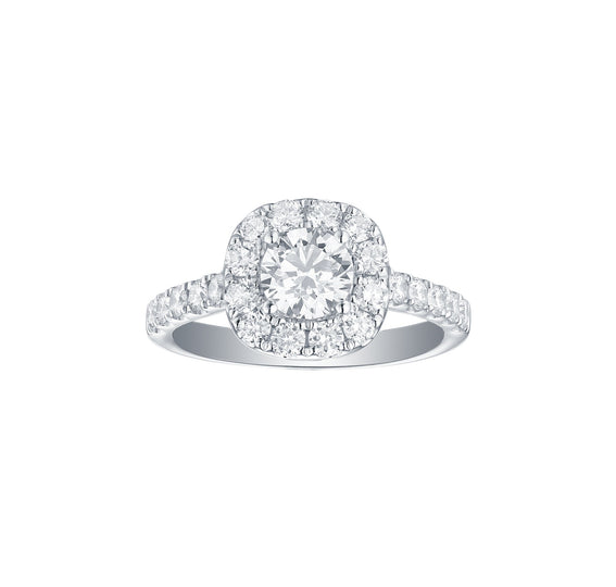 Engagement 1.63ct Cushion Halo Ring <br> R-00076WHT