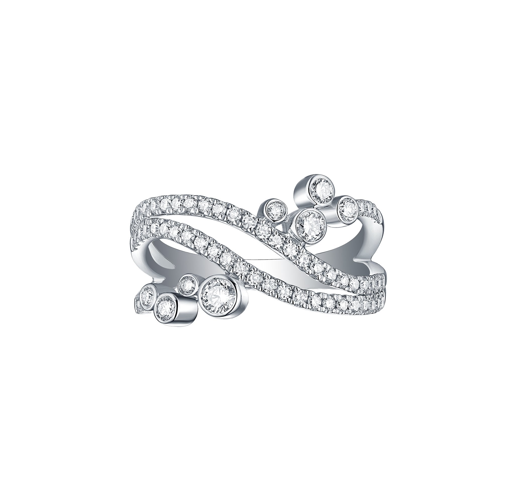 Smiling Rocks Lab grown diamond Bubbly Fashion Ring in 10k 0.66ctw White Gold