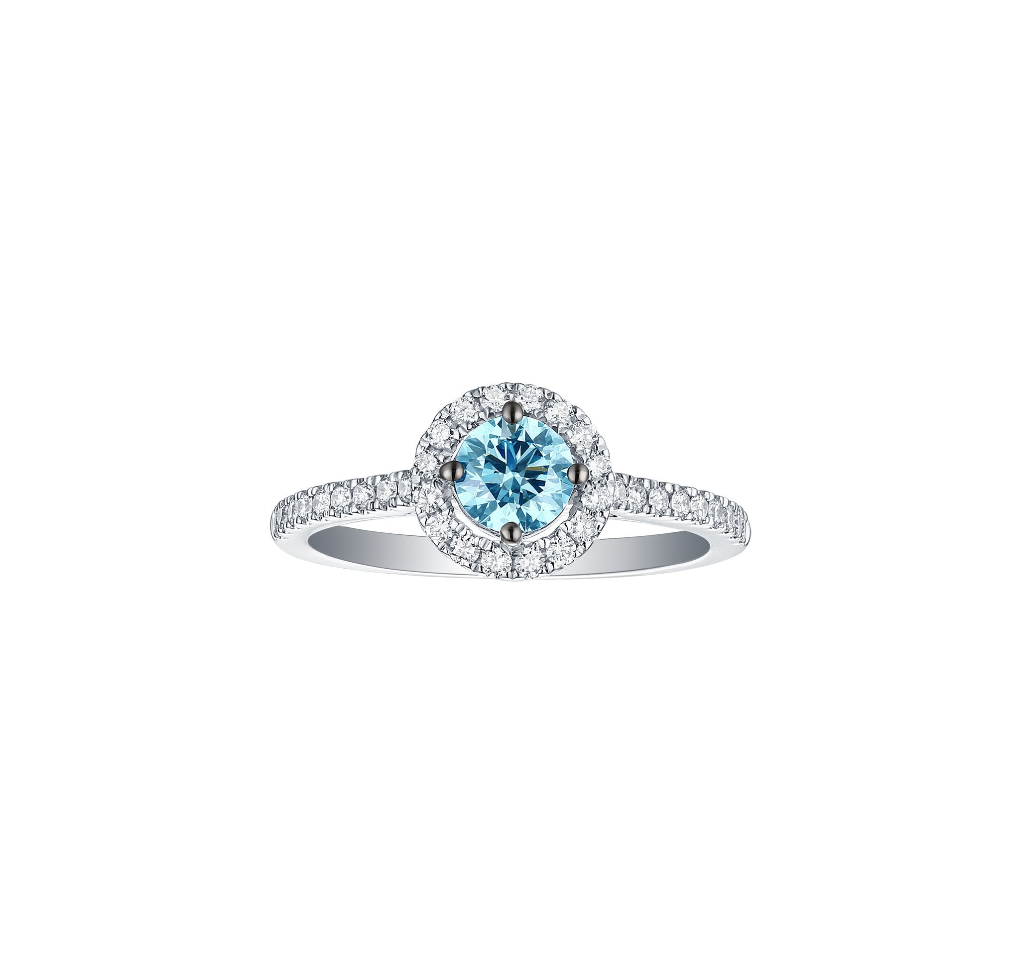 Blush Blue 0.80ctw Halo Diamond Ring <br> R-00474BLU
