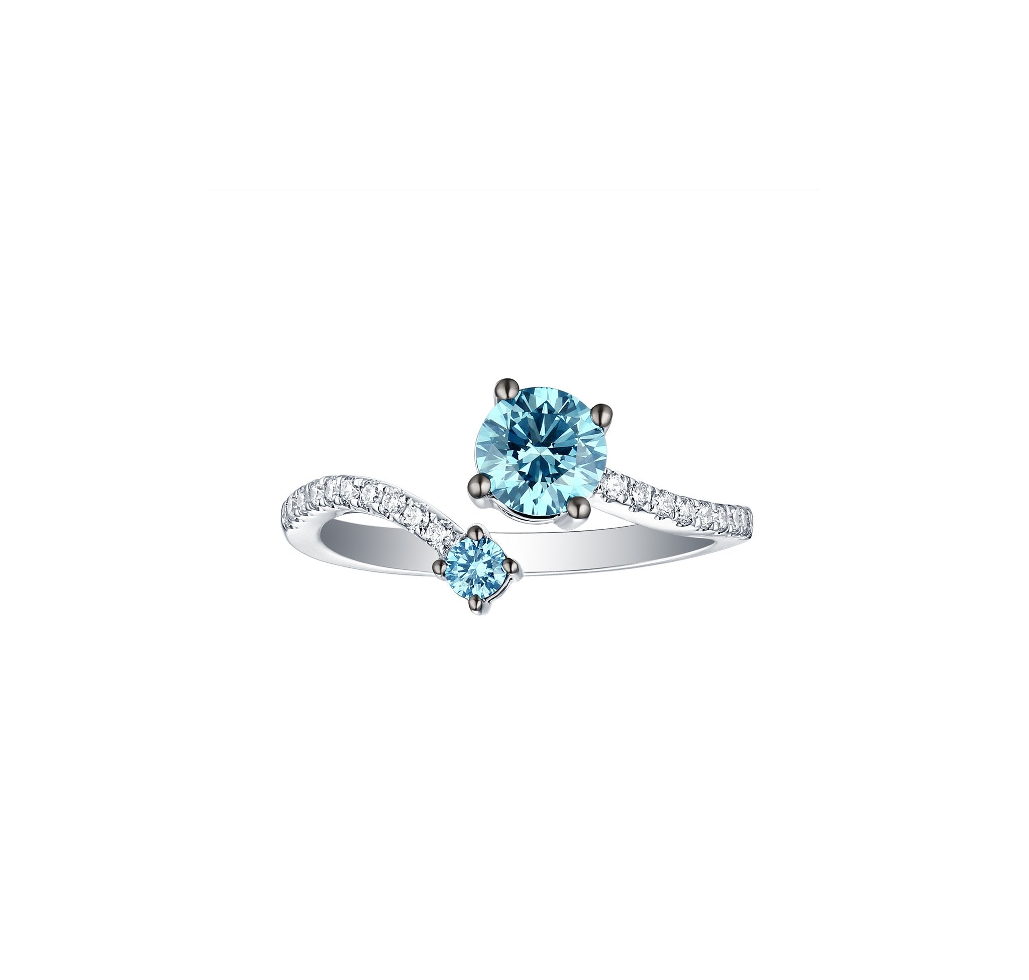 Blush Blue 0.95ctw Two-Stone Diamond Ring <br> R-00487BLU