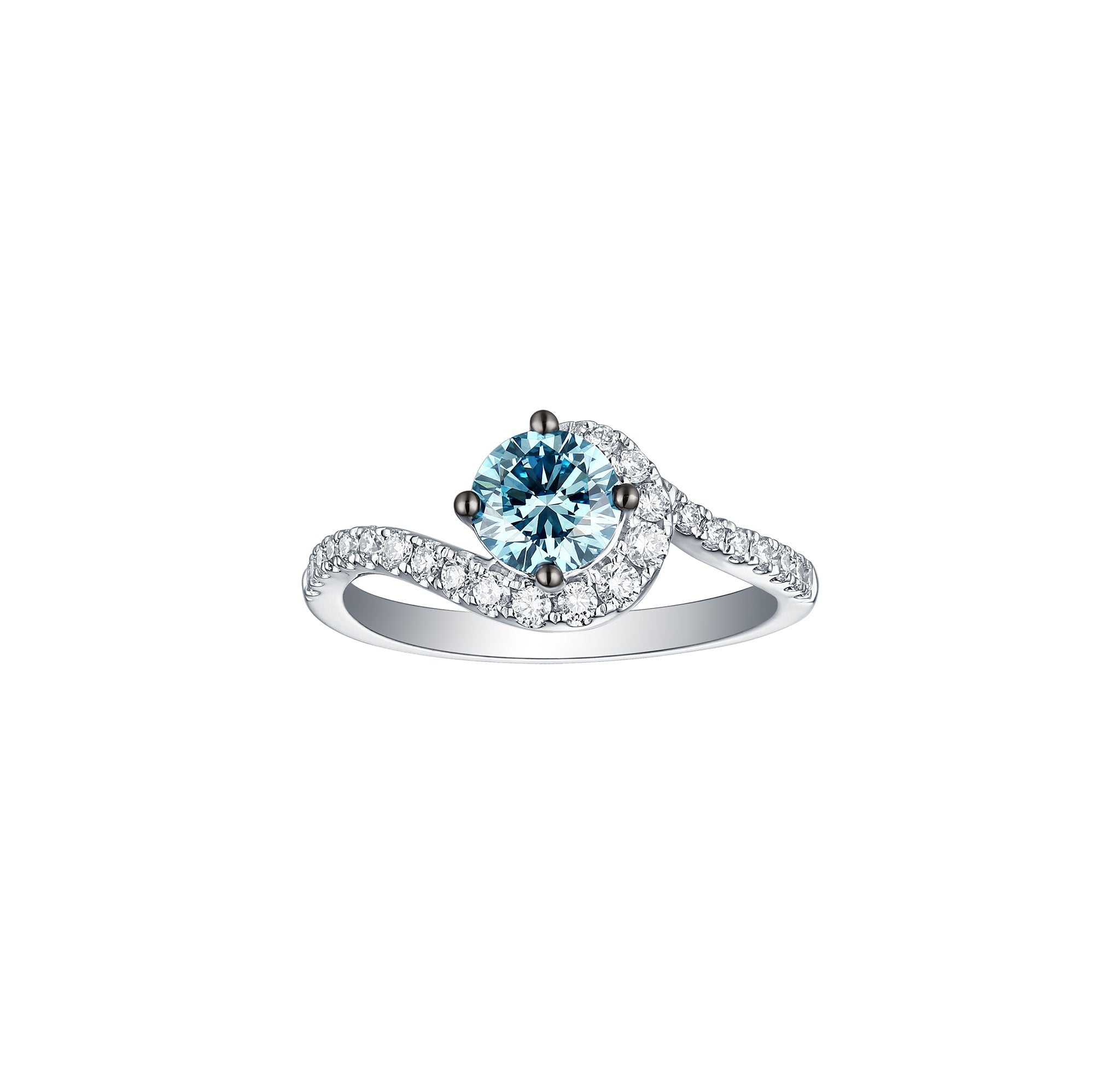 Blush Blue 1.12ctw Swirl Diamond Ring <br> R-00509BLU