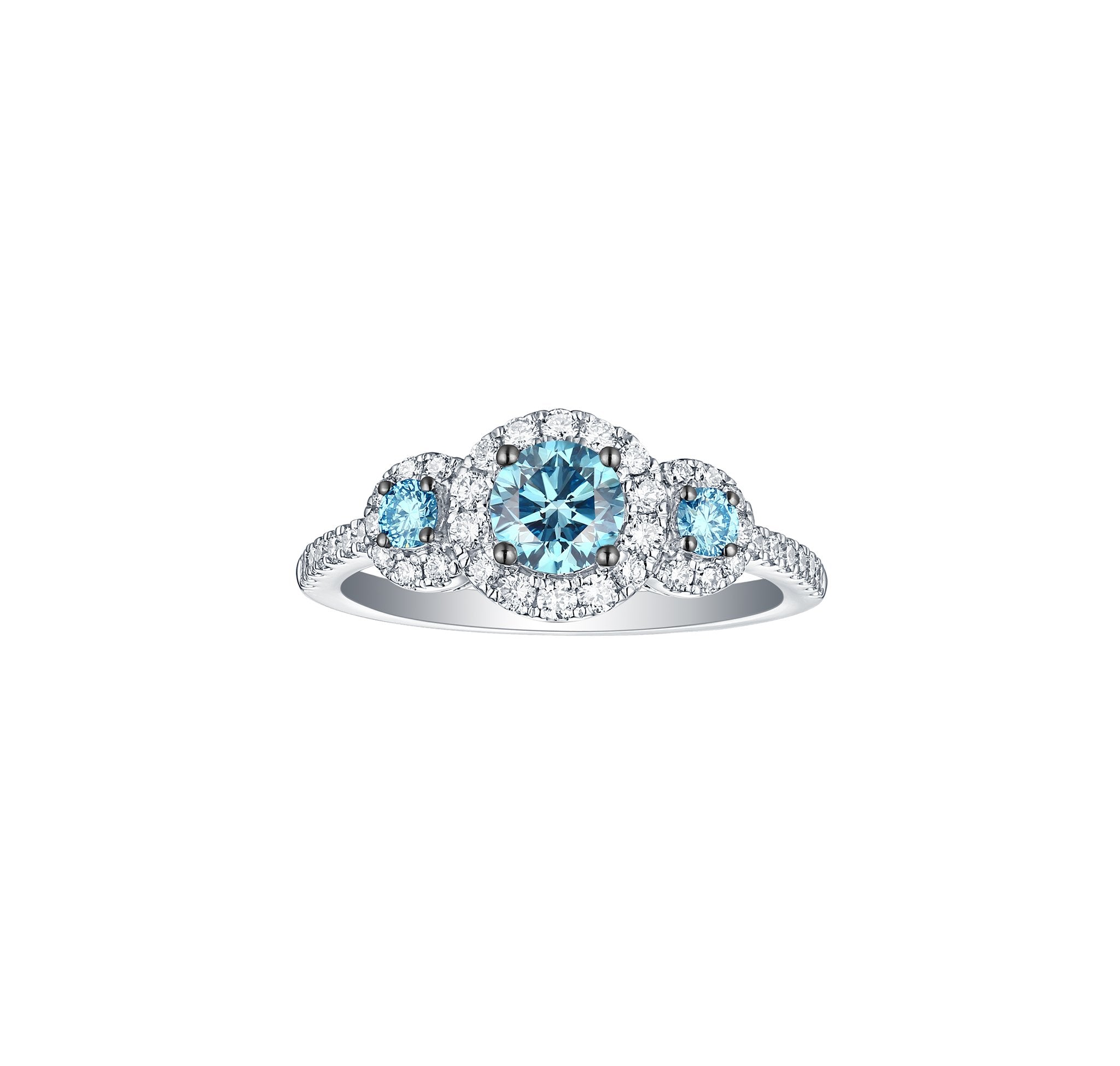 Blush Blue 1.08ctw Three Stone Engagement Ring <br> R-00517BLU
