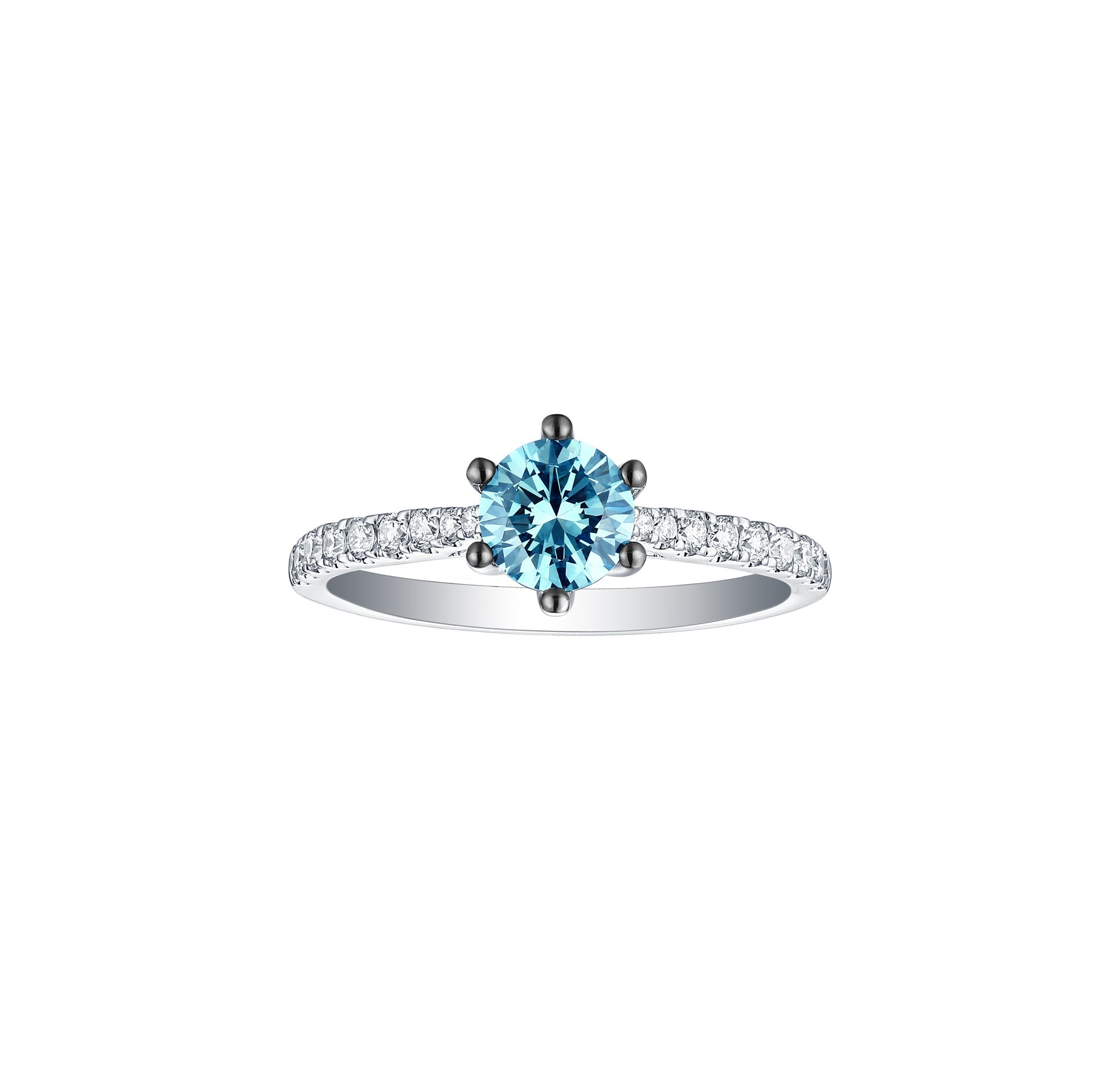 Blush Blue 1ctw Solitaire Diamond Ring <br> R-00519BLU