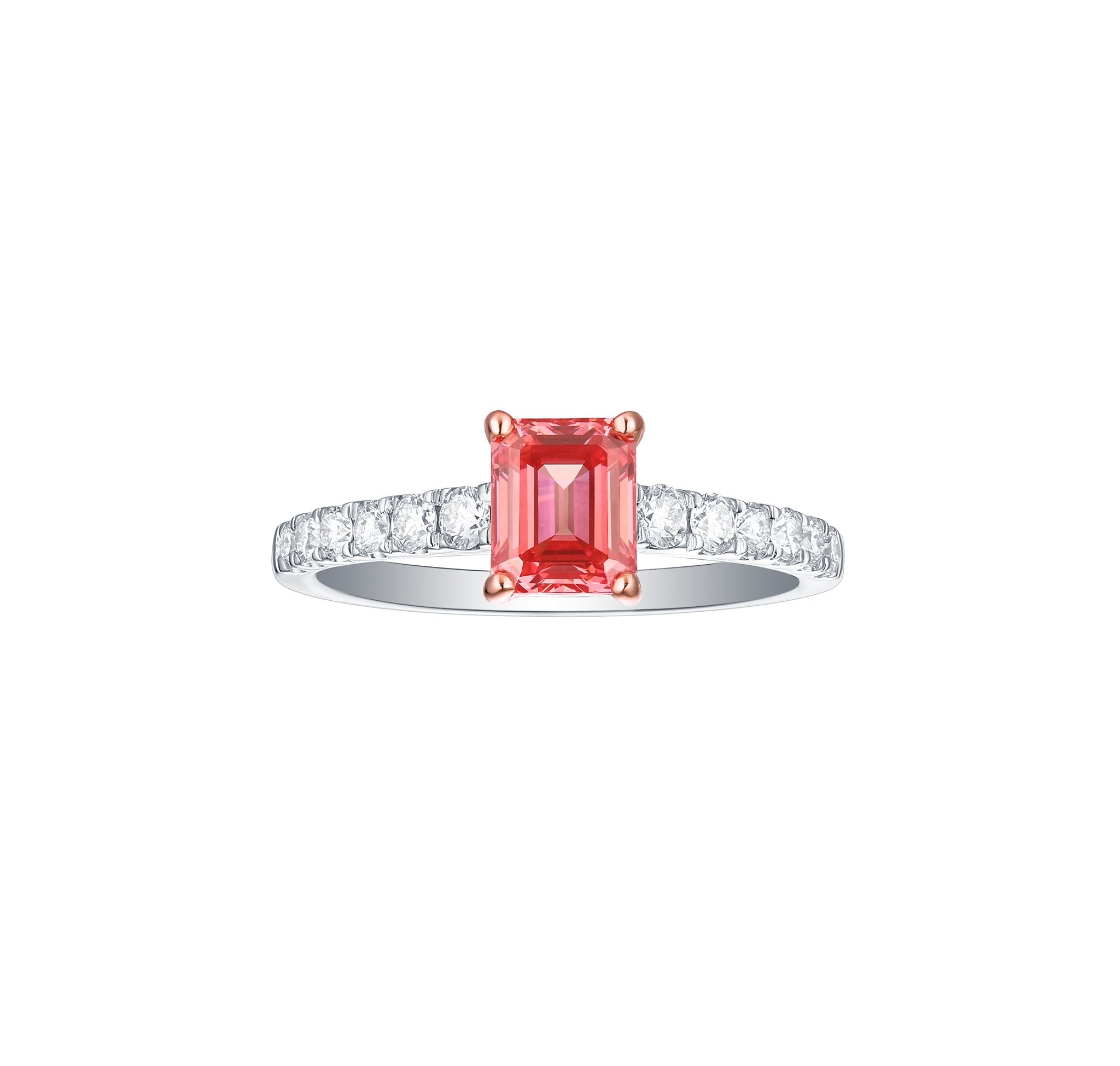 Souffle Pink 1.40ctw Lab Grown Emerald Diamond Ring <br> R-00471PNK