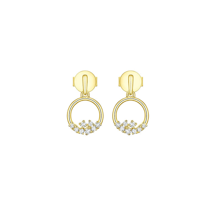 Smiling Rocks Lab Grown Diamond Drizzle Open Circle Stud Earrings in 10 K 0.14ctw Yellow Gold