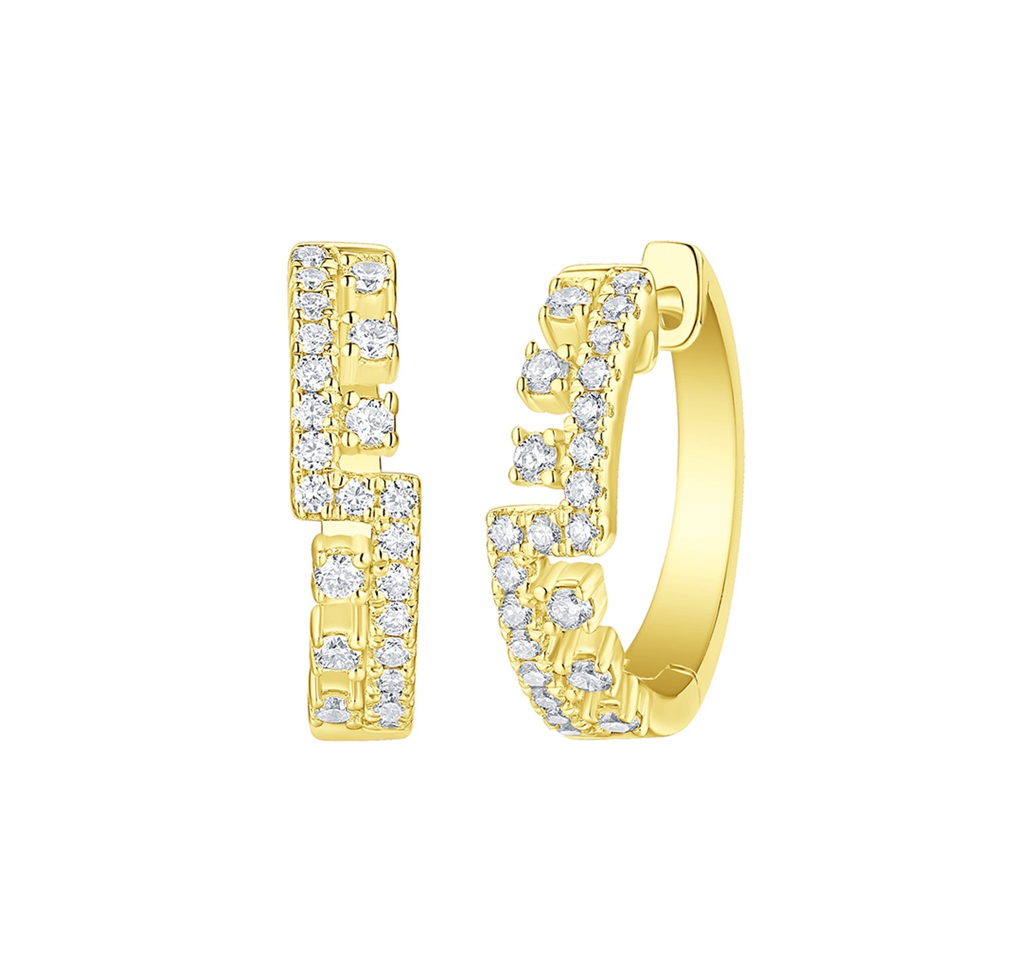 Smiling Rocks Lab Grown Diamond Drizzle Bar Hoop Earrings in 10k 0.52ctw Yellow Gold