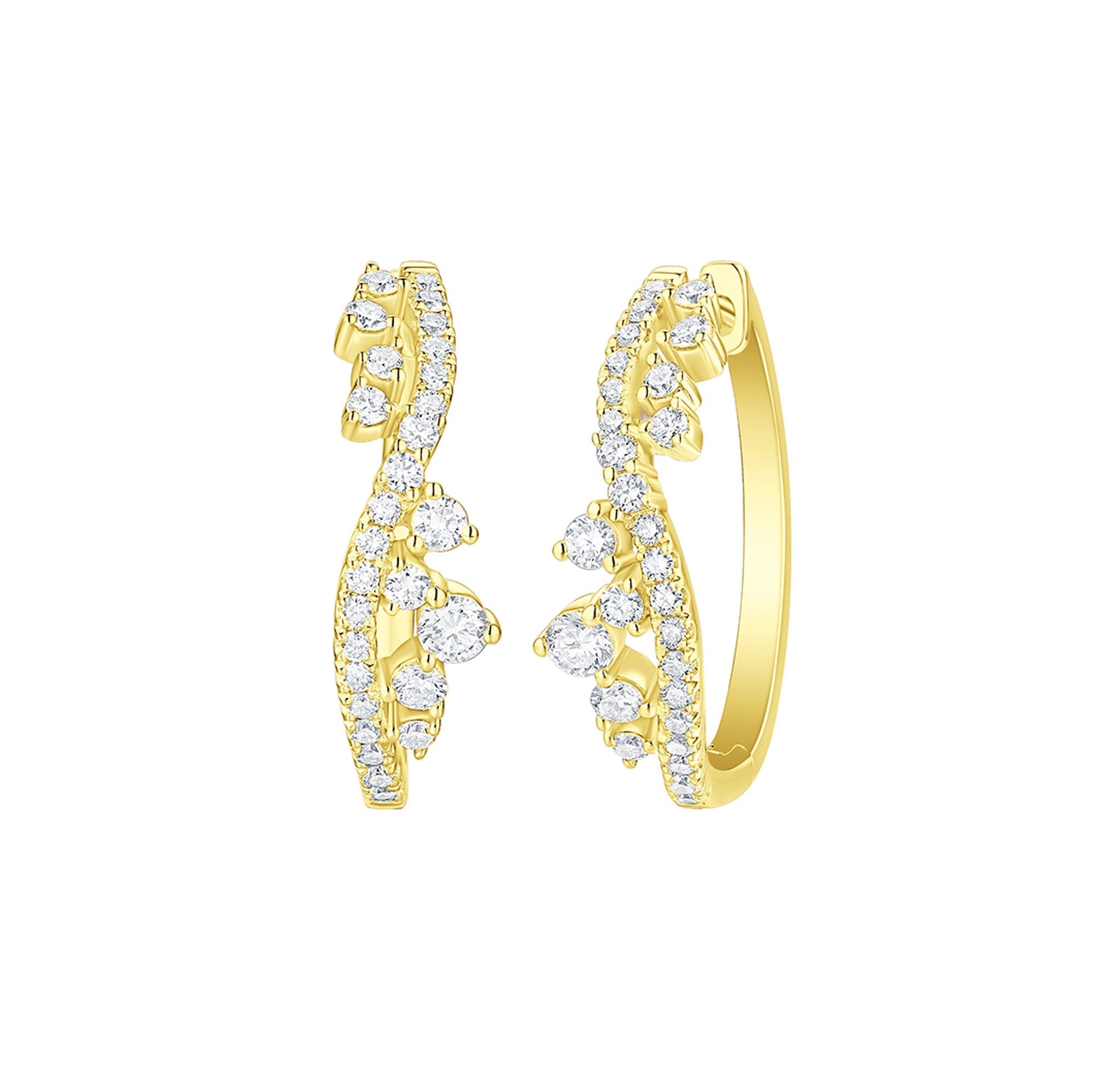 Smiling Rocks Lab Grown Diamond Drizzle Hoop Earrings in 10k 0.84ctw Yellow Gold