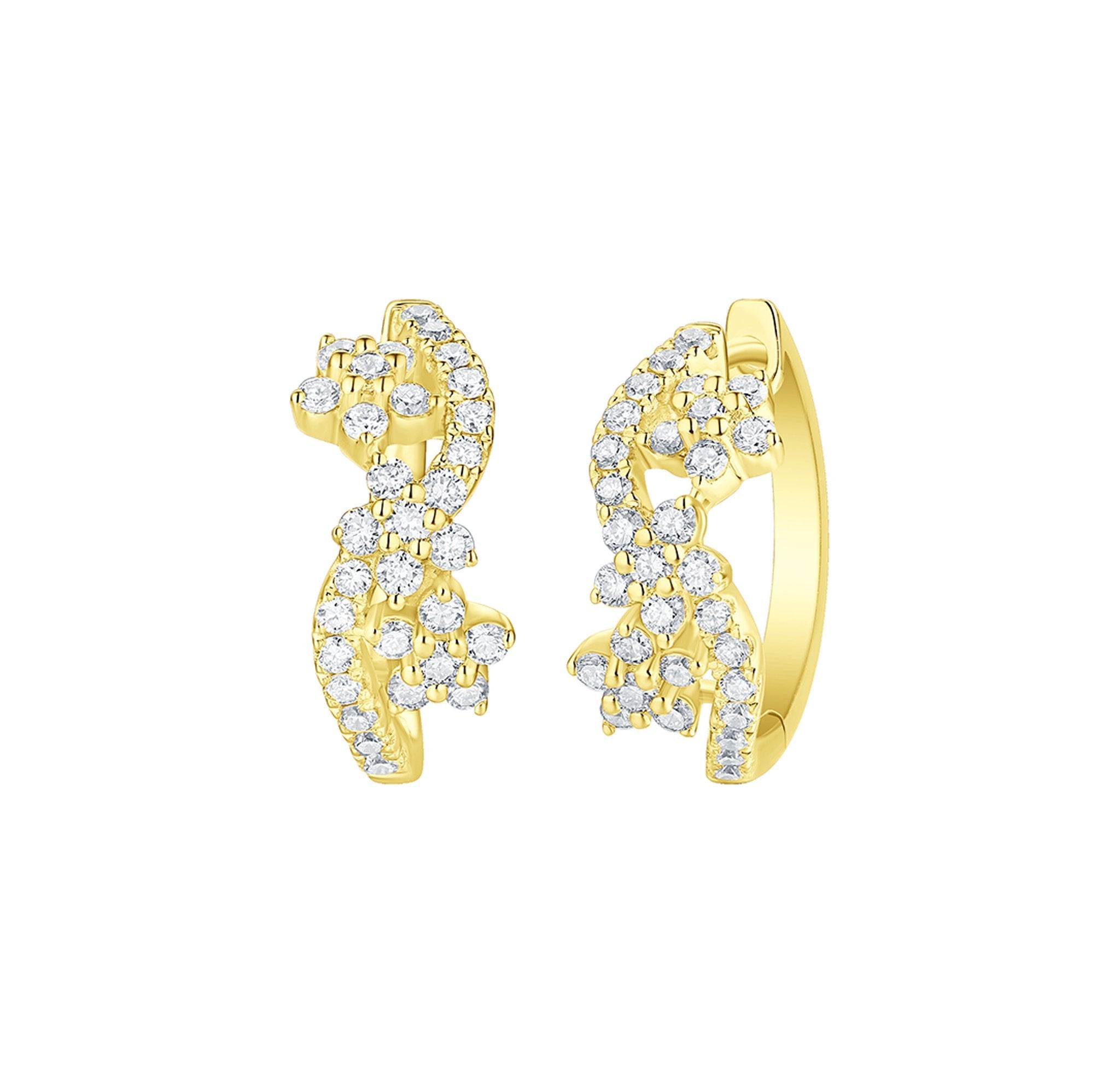 Smiling Rocks Lab Grown Diamond Drizzle Hoop Earrings in 10k 0.74ctw Yellow Gold