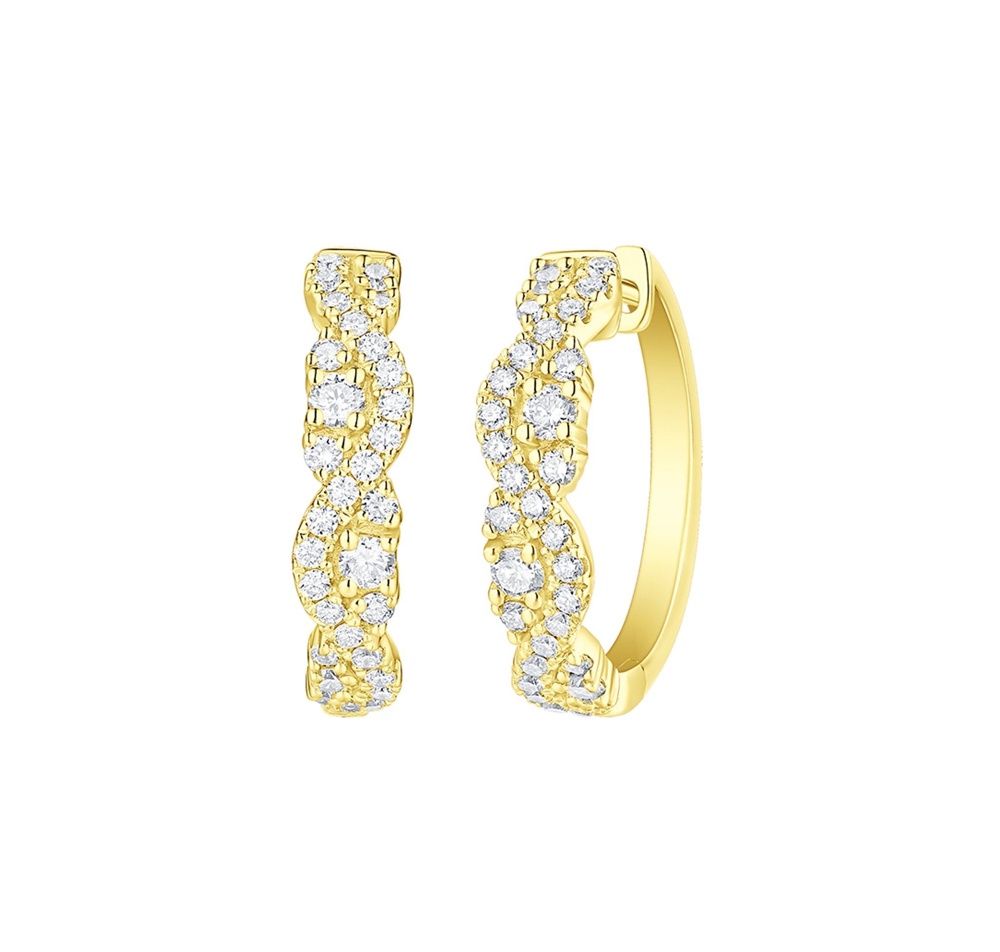 Smiling Rocks Lab Grown Diamond Drizzle Twisted Hoop Earrings in 10 K 0.87ctw Yellow Gold