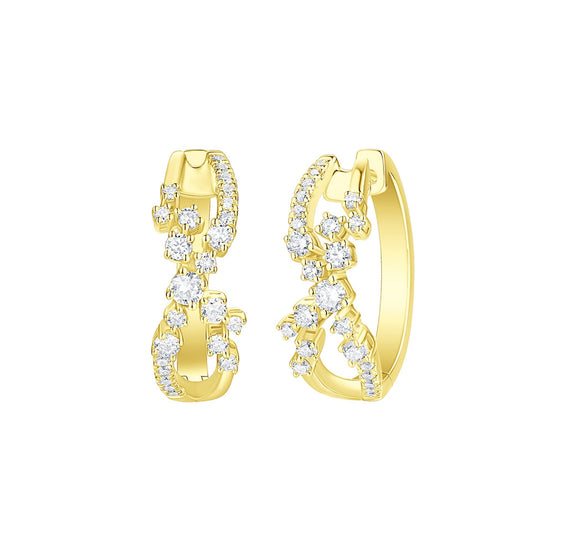 Smiling Rocks Lab Grown Diamond Drizzle Infinity Hoop Earrings in 10 K 0.78ctw Yellow Gold