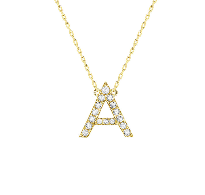 Smiling Rocks Lab Grown Diamond My Type Personalized A Necklace in 10K 0.21ctw Yellow Gold