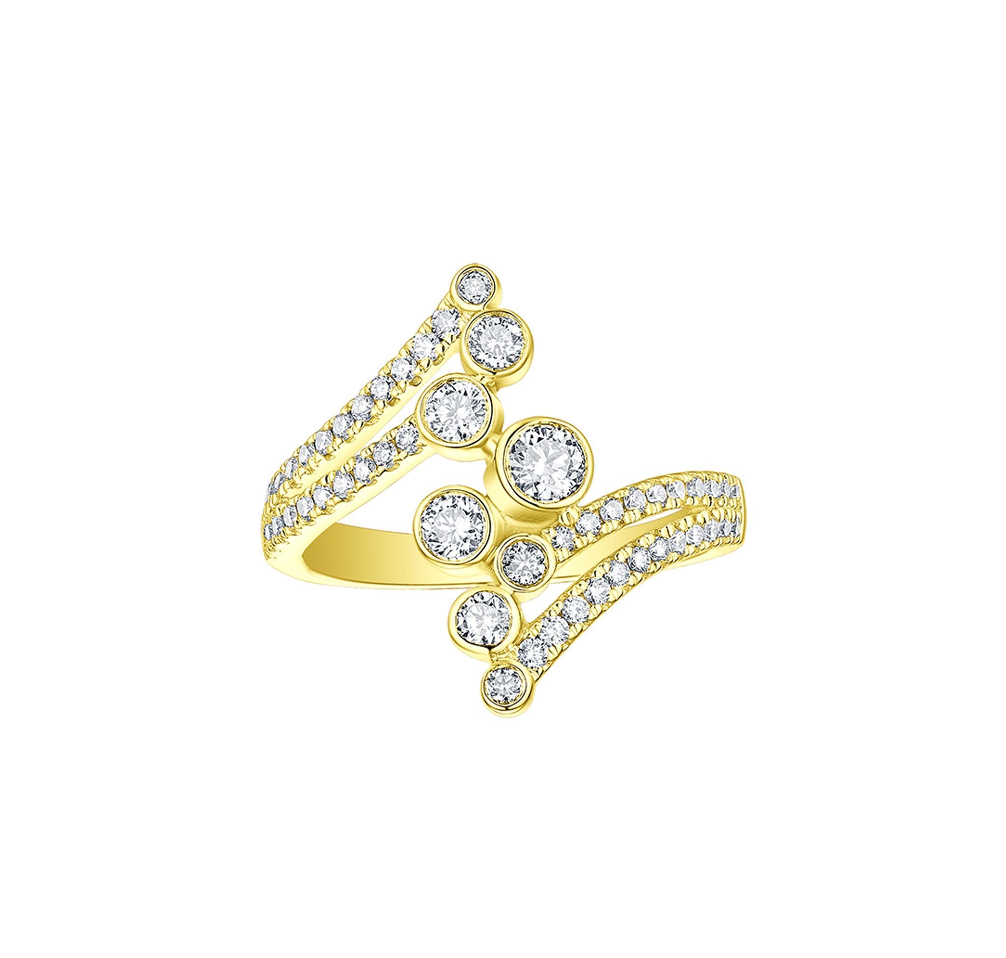 Smiling Rocks Lab grown diamond Bubbly Bypass Ring in 10k 0.78ctw Yellow Gold