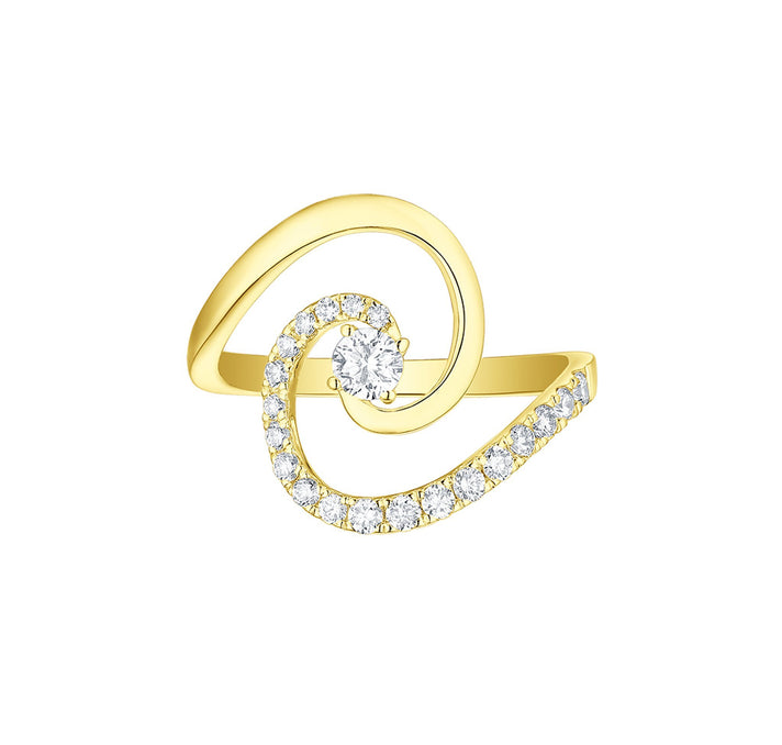 Smiling Rocks Lab Grown Diamond Skyline Swirl Ring in 10K 0.49ctw Yellow Gold