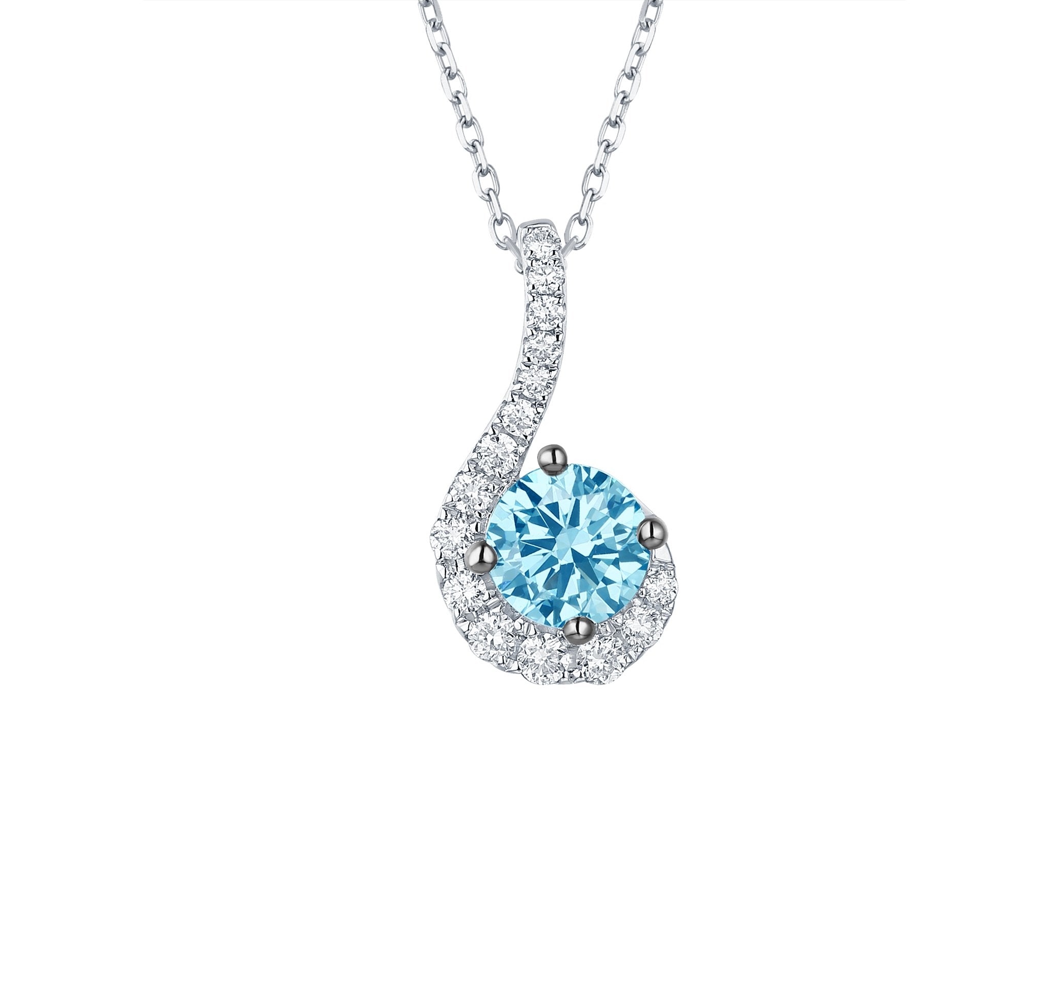 Smiling Rocks Lab Grown Diamond Blush Blue Solitaire Pendant in 10K 0.96ctw White Gold 