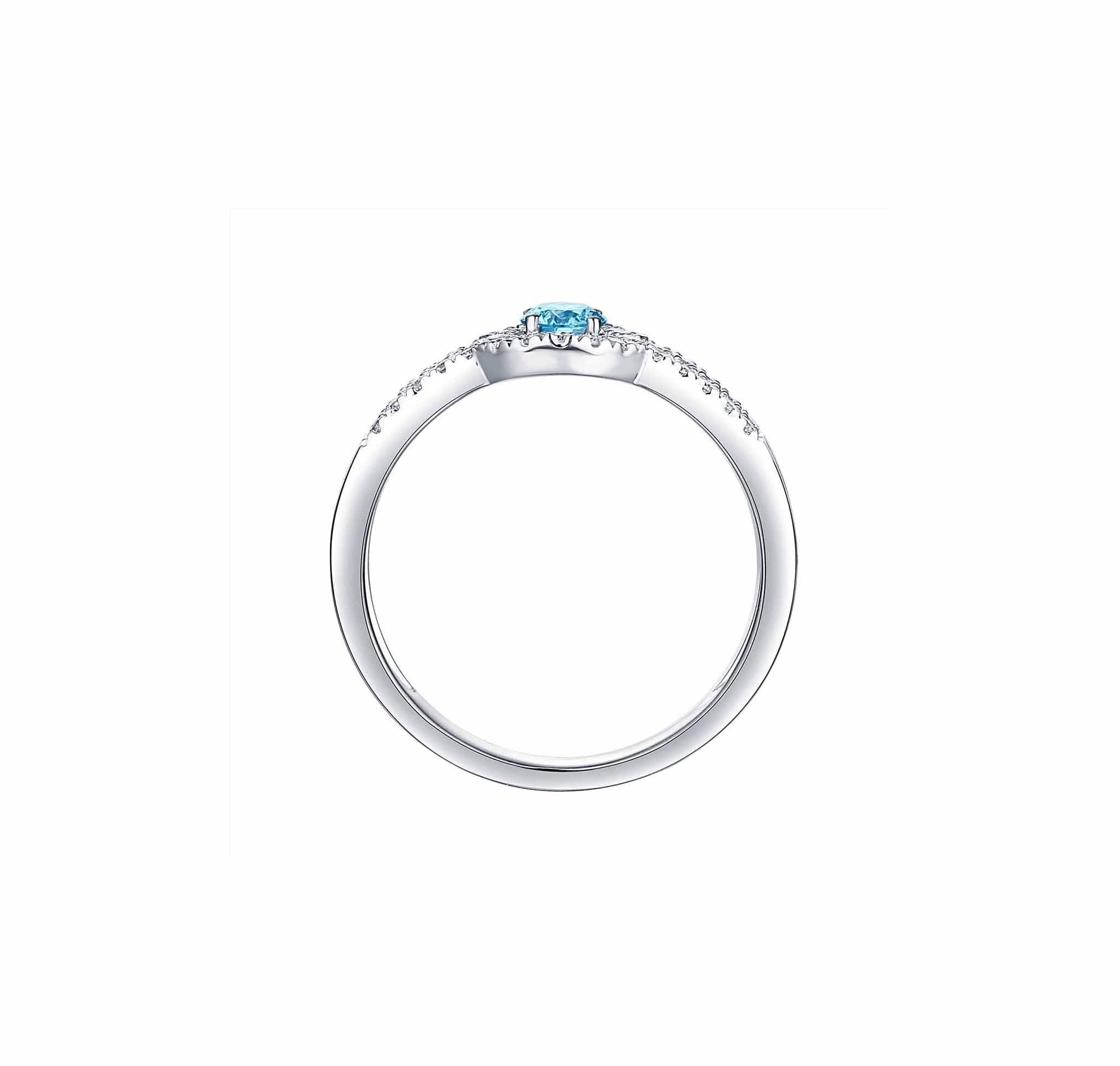 Smiling Rocks Lab Grown Diamond Blush Blue Halo Ring in 10K 0.45ctw White Gold 