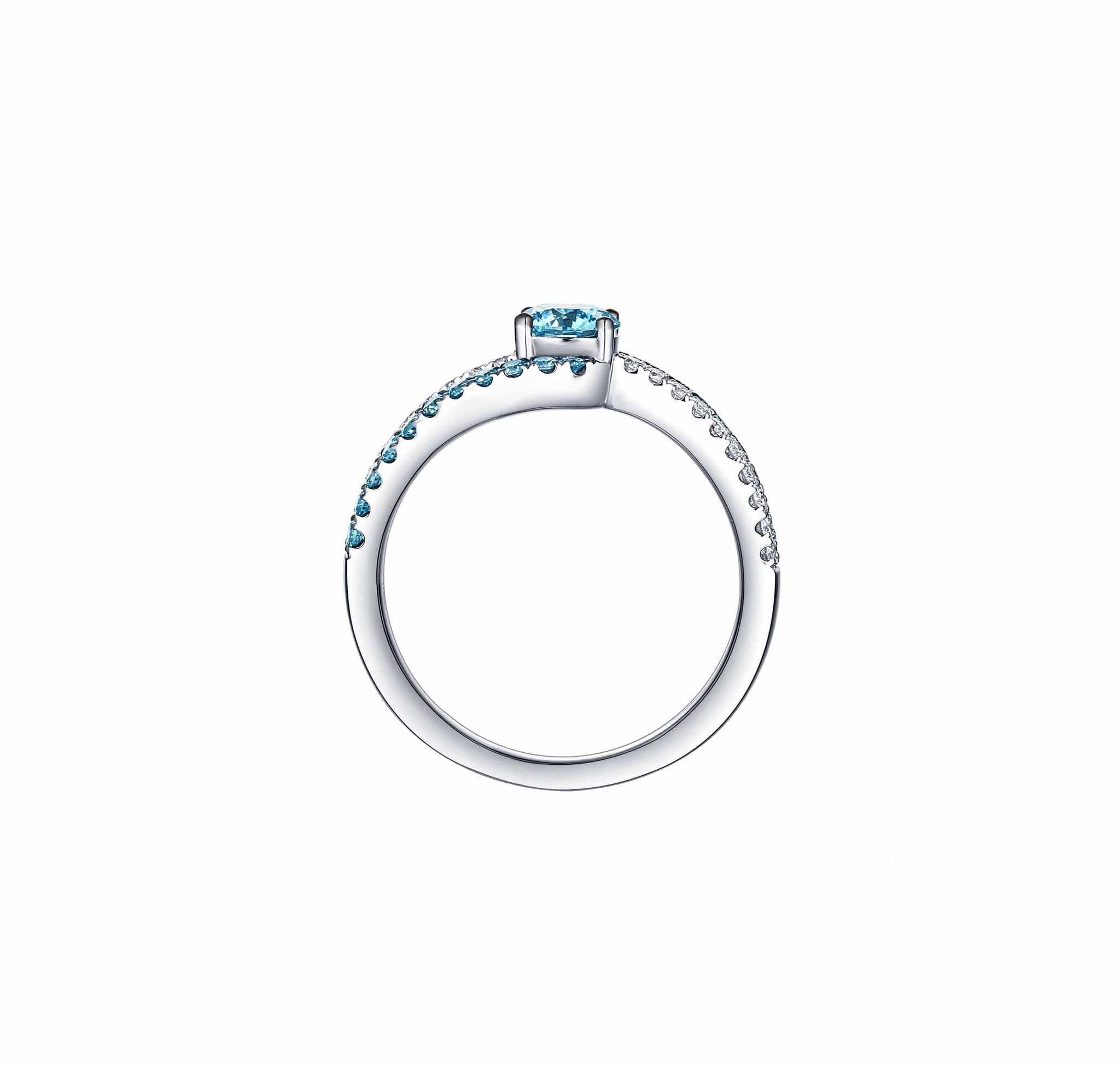 Smiling Rocks Lab Grown Diamond Blush Blue Bypass Ring in 10K 0.94ctw White Gold 