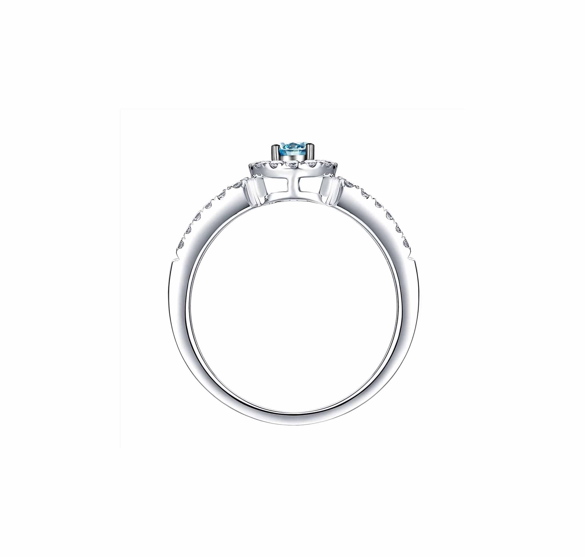 Smiling Rocks Lab Grown Diamond Blush Blue Halo Split Shank Ring in 10K 0.50ctw White Gold 