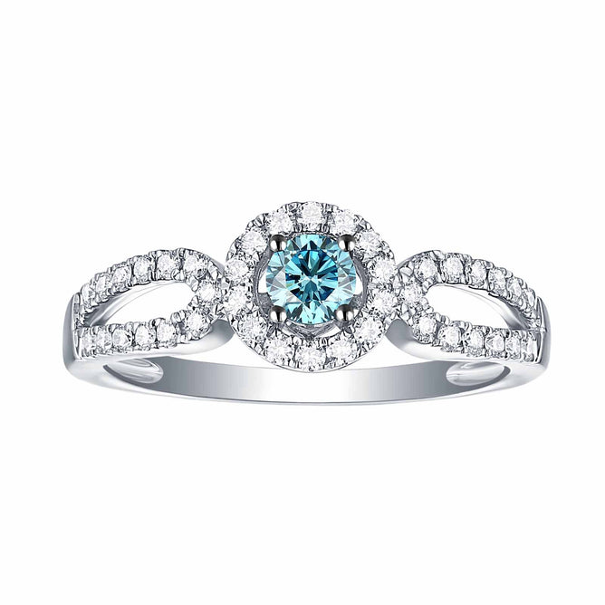 Blush Blue 0.45ctw Halo Diamond Ring <br> R-00495BLU
